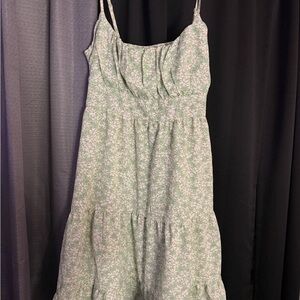 SHEIN Green Floral Tiered Sundress